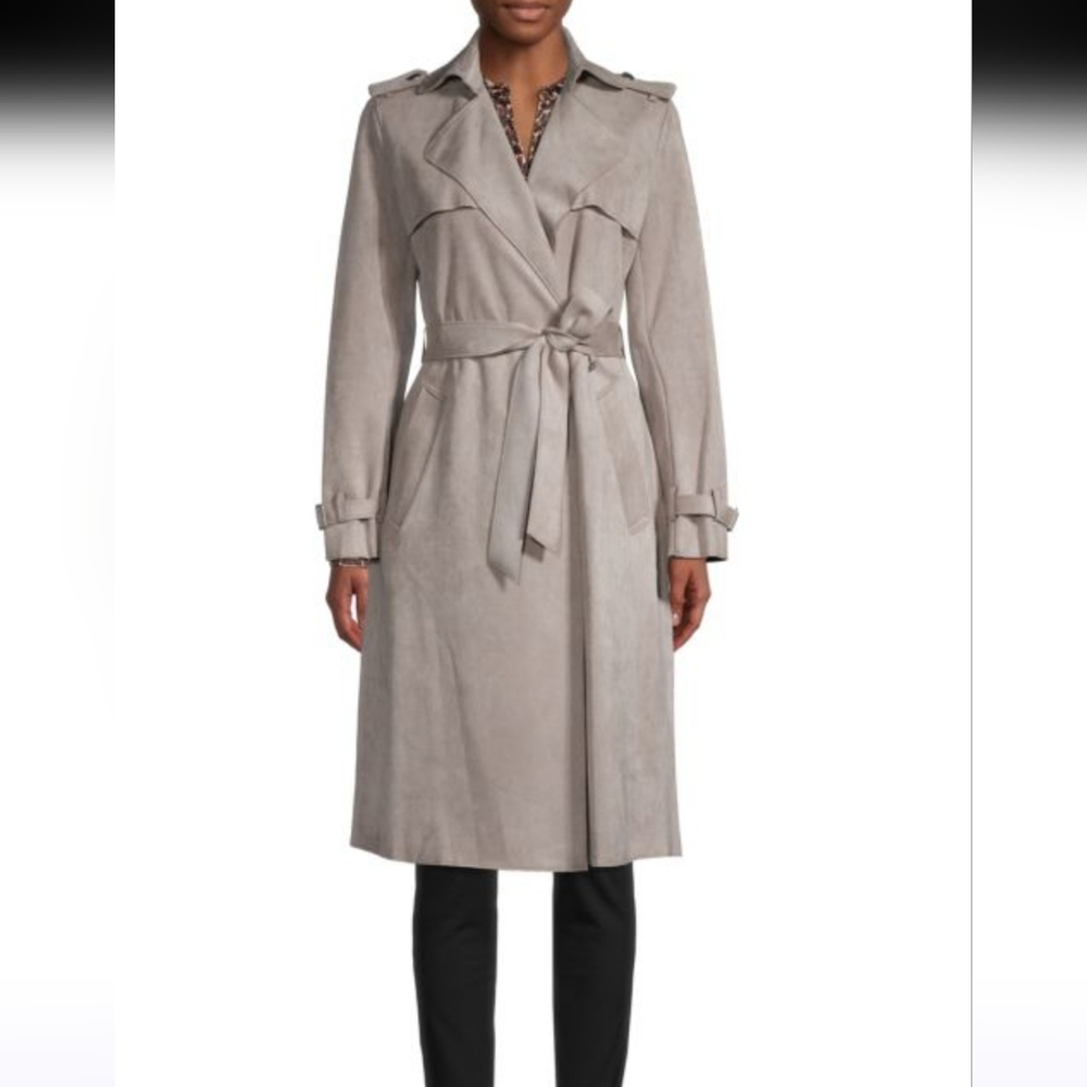 TahariMel Faux Suede Trench Coat